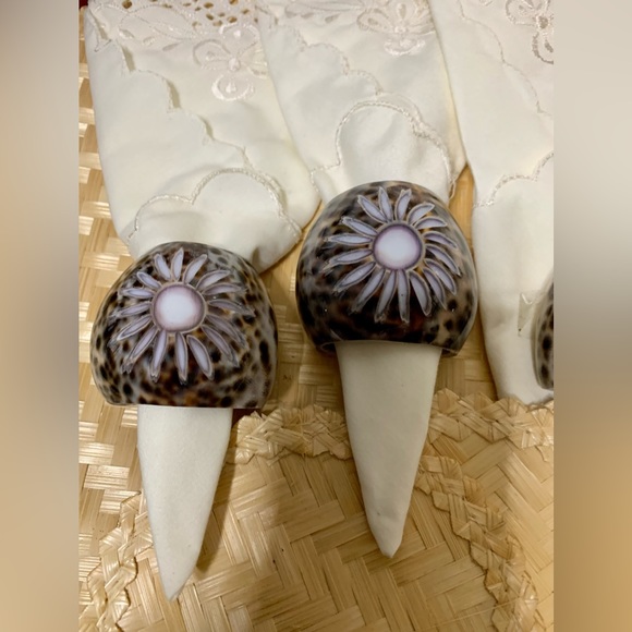 ♥️Juego de tapetes para mesa de 5,Echo a mano de palma natural y caracoles♥️#CAM - Picture 2 of 14